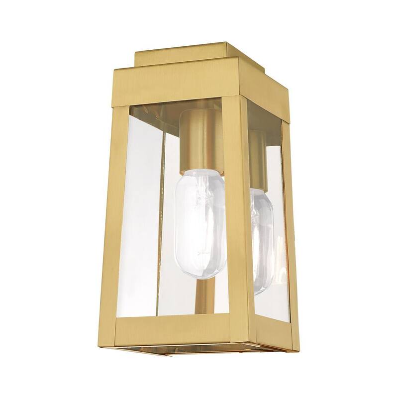 AVIANCE LIGHTING Vaughn 9.5 in. Linterna de Pared para Exteriores con Cableado Duro y 1 Luz en Latón Satinado sin focos incluidos - HD59344