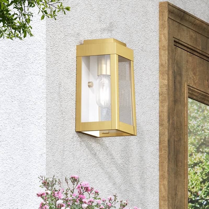 AVIANCE LIGHTING Vaughn 9.5 in. Linterna de Pared para Exteriores con Cableado Duro y 1 Luz en Latón Satinado sin focos incluidos - HD59344