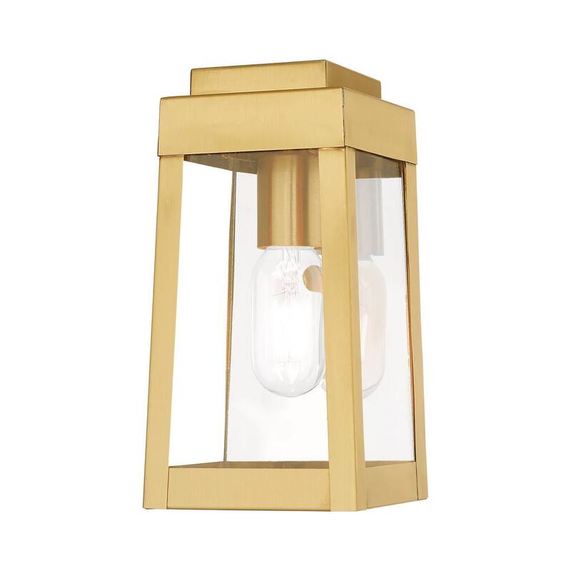 AVIANCE LIGHTING Vaughn 9.5 in. Linterna de Pared para Exteriores con Cableado Duro y 1 Luz en Latón Satinado sin focos incluidos - HD59344