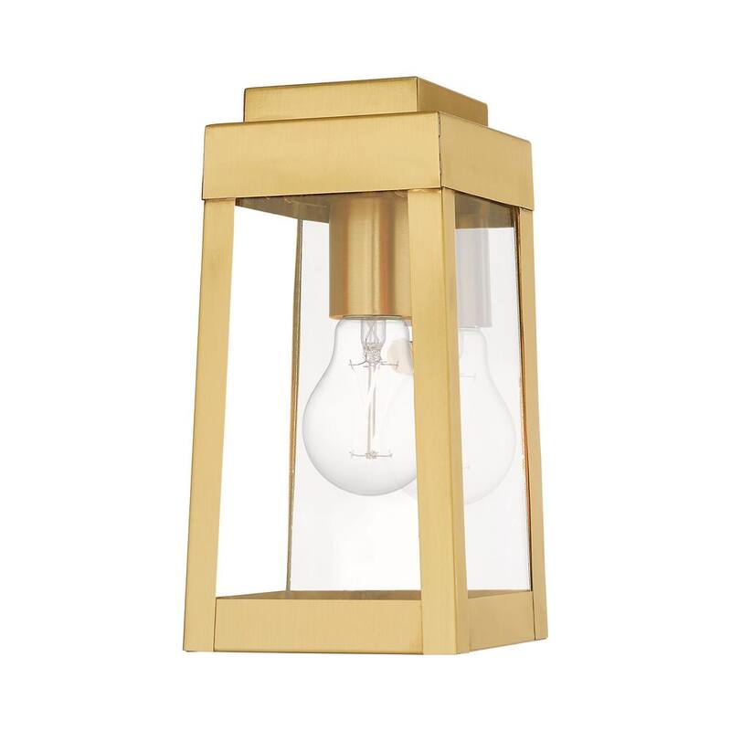 AVIANCE LIGHTING Vaughn 9.5 in. Linterna de Pared para Exteriores con Cableado Duro y 1 Luz en Latón Satinado sin focos incluidos - HD59344