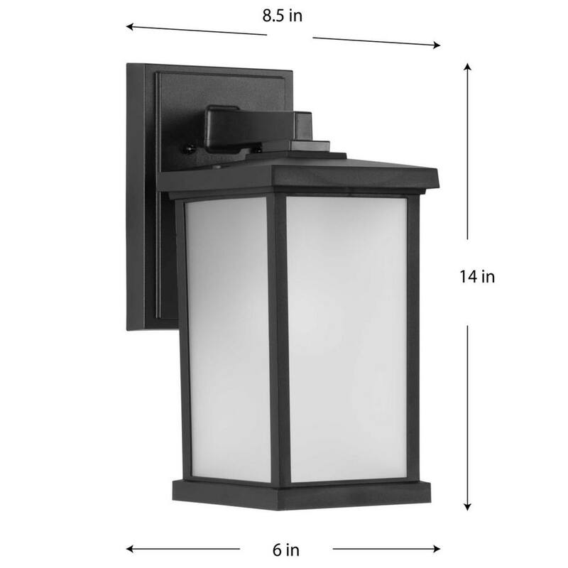 Lámpara de pared exterior tradicional Progress Lighting Trafford, estilo farol de una luz, color negro texturizado, con pantalla esmerilada no metálica - P560289-031