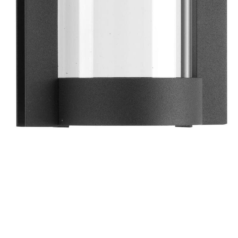 Iluminación en progreso de la colección Z-1030 con LED y una luz, lámpara de pared pequeña para exterior de diseño moderno con vidrio transparente y acabado en negro texturizado - P560051-031-30.