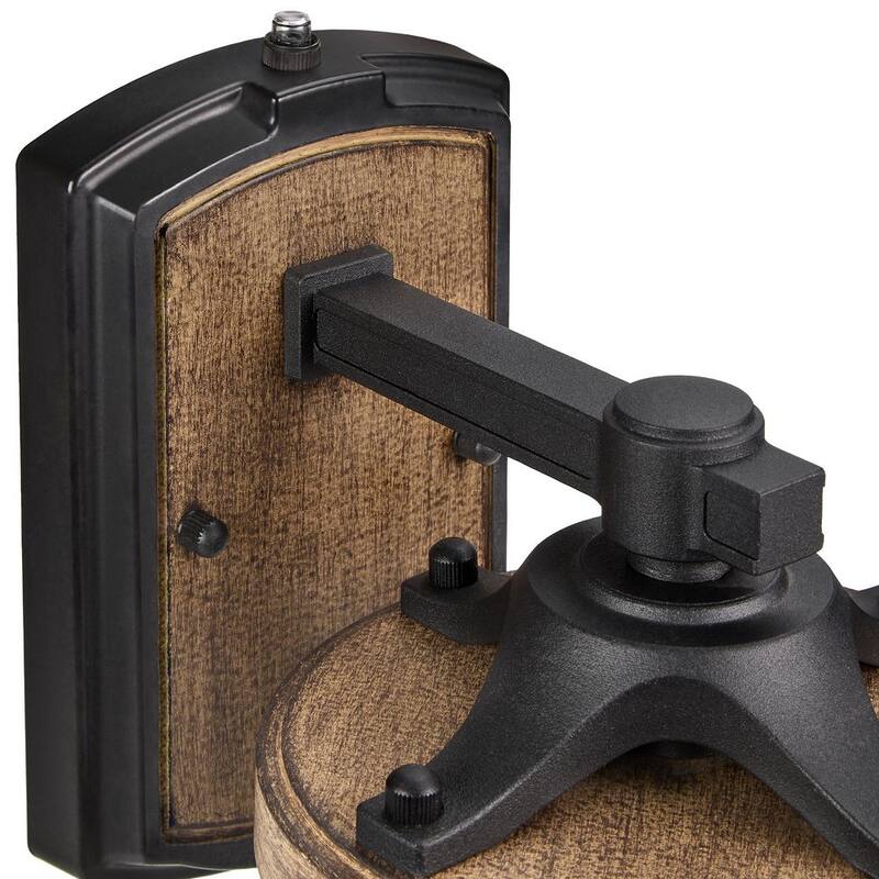 Luz de pared exterior Maxxima Black con sensor de atardecer a amanecer de madera con LED, acabado en grano, vidrio martillado claro, 800 lúmenes, luz cálida de 3000K - MEL-12275W