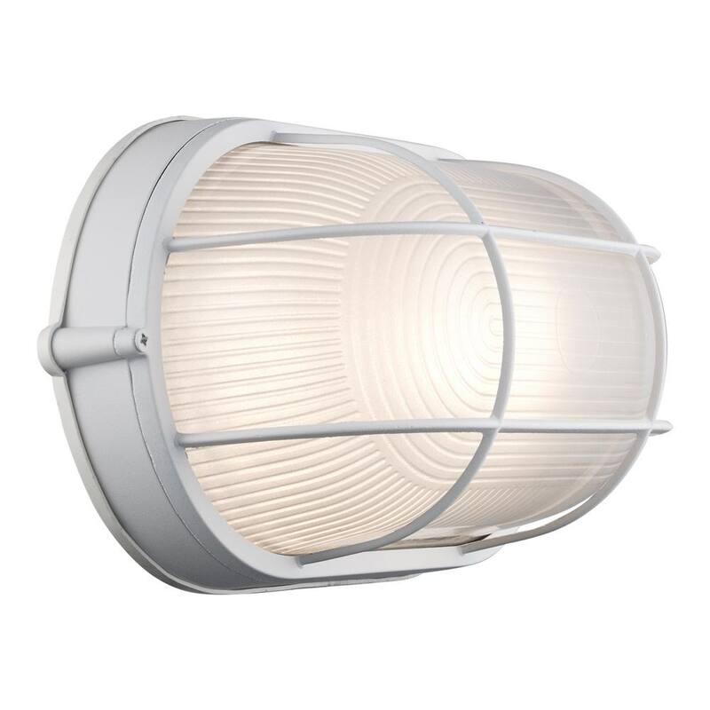 Bel Air Lighting Aria 11 in. 1 Luz Blanca Oval A granel A granel A granel A granel A granel A granel A granel con Cristal Acanalado - 41015 WH