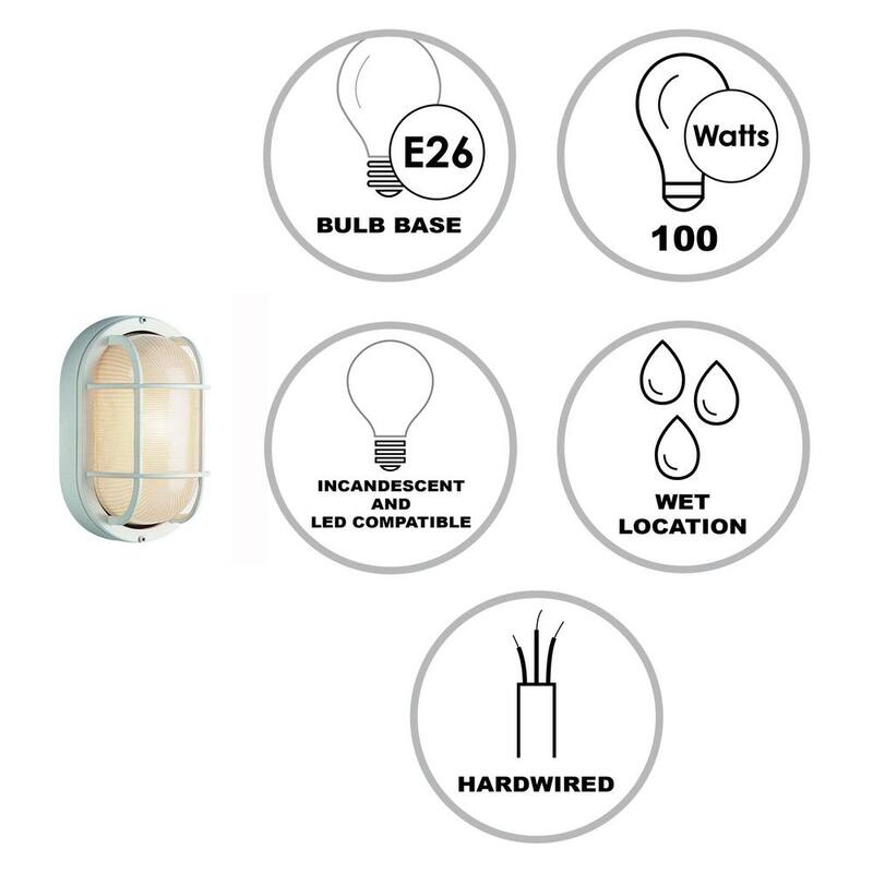Bel Air Lighting Aria 11 in. 1 Luz Blanca Oval A granel A granel A granel A granel A granel A granel A granel con Cristal Acanalado - 41015 WH