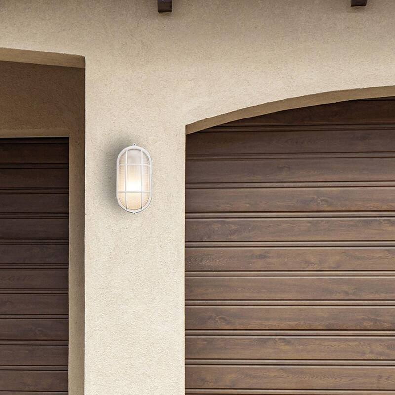 Bel Air Lighting Aria 11 in. 1 Luz Blanca Oval A granel A granel A granel A granel A granel A granel A granel con Cristal Acanalado - 41015 WH