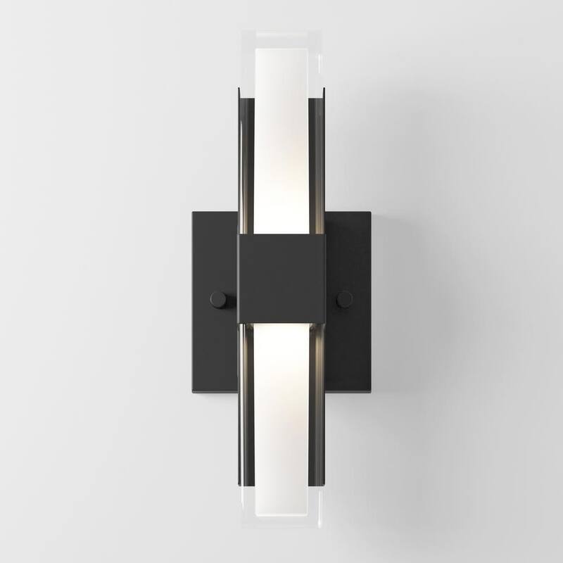 Artika Gemini Black Modern 3 CCT Integrated LED Outdoor Hardwired Garage and Porch Light Lantern Sconce - Lámpara de pared para garaje y porche, color negro, moderna con 3 CCT integrados y LED, marca Artika.