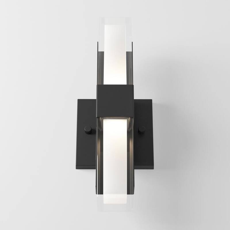 Artika Gemini Black Modern 3 CCT Integrated LED Outdoor Hardwired Garage and Porch Light Lantern Sconce - Lámpara de pared para garaje y porche, color negro, moderna con 3 CCT integrados y LED, marca Artika.