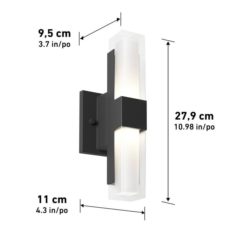 Artika Gemini Black Modern 3 CCT Integrated LED Outdoor Hardwired Garage and Porch Light Lantern Sconce - Lámpara de pared para garaje y porche, color negro, moderna con 3 CCT integrados y LED, marca Artika.