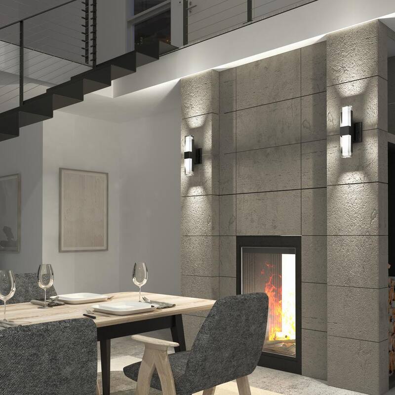 Artika Gemini Black Modern 3 CCT Integrated LED Outdoor Hardwired Garage and Porch Light Lantern Sconce - Lámpara de pared para garaje y porche, color negro, moderna con 3 CCT integrados y LED, marca Artika.