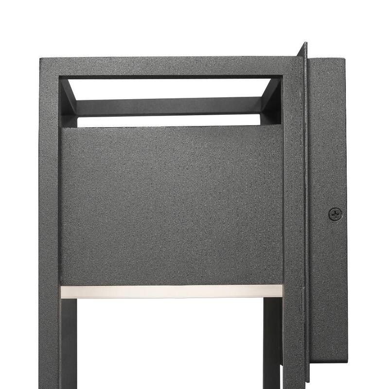 Aplique al español este título: Lámpara de pared de linterna Barwick Black Unbranded 18.25 pulgadas para exteriores con LED integrado y conexión fija - 585M-BK-LED