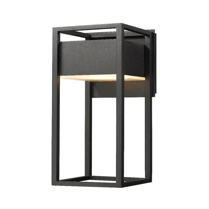 Aplique al español este título: Lámpara de pared de linterna Barwick Black Unbranded 18.25 pulgadas para exteriores con LED integrado y conexión fija - 585M-BK-LED
