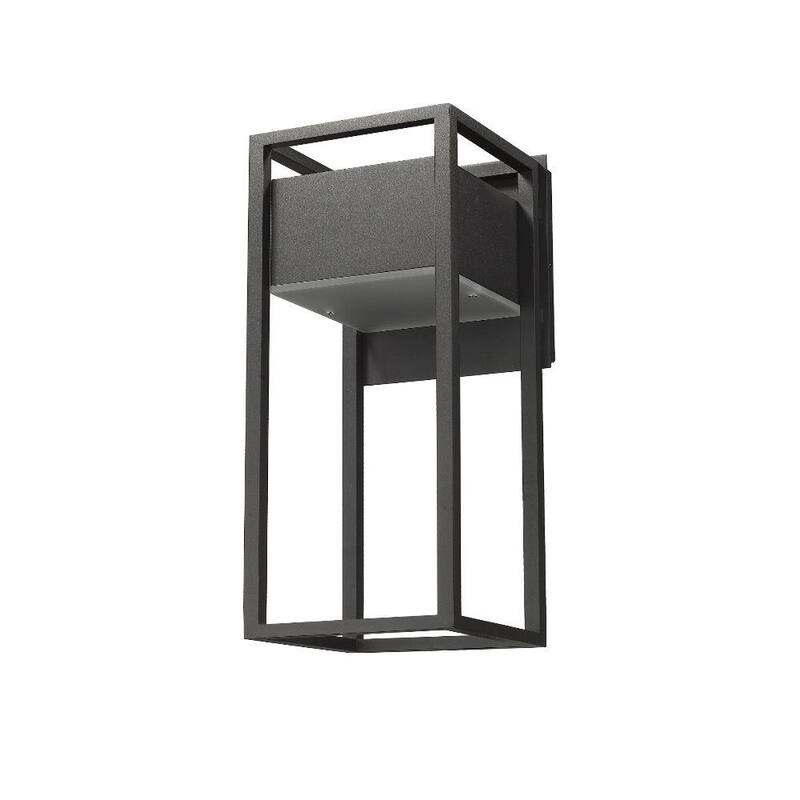 Aplique al español este título: Lámpara de pared de linterna Barwick Black Unbranded 18.25 pulgadas para exteriores con LED integrado y conexión fija - 585M-BK-LED