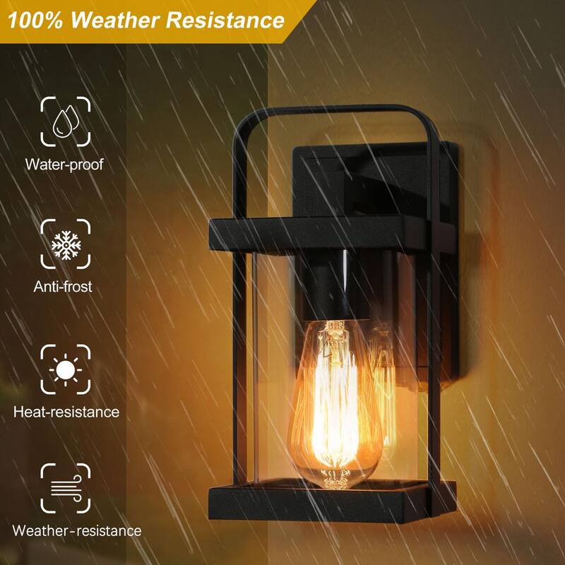 Luz de pared Uolfin Craftsman Cage para exteriores en porche con 1 foco color negro mate y pantalla de cristal transparente - 62807AJAI2I4253