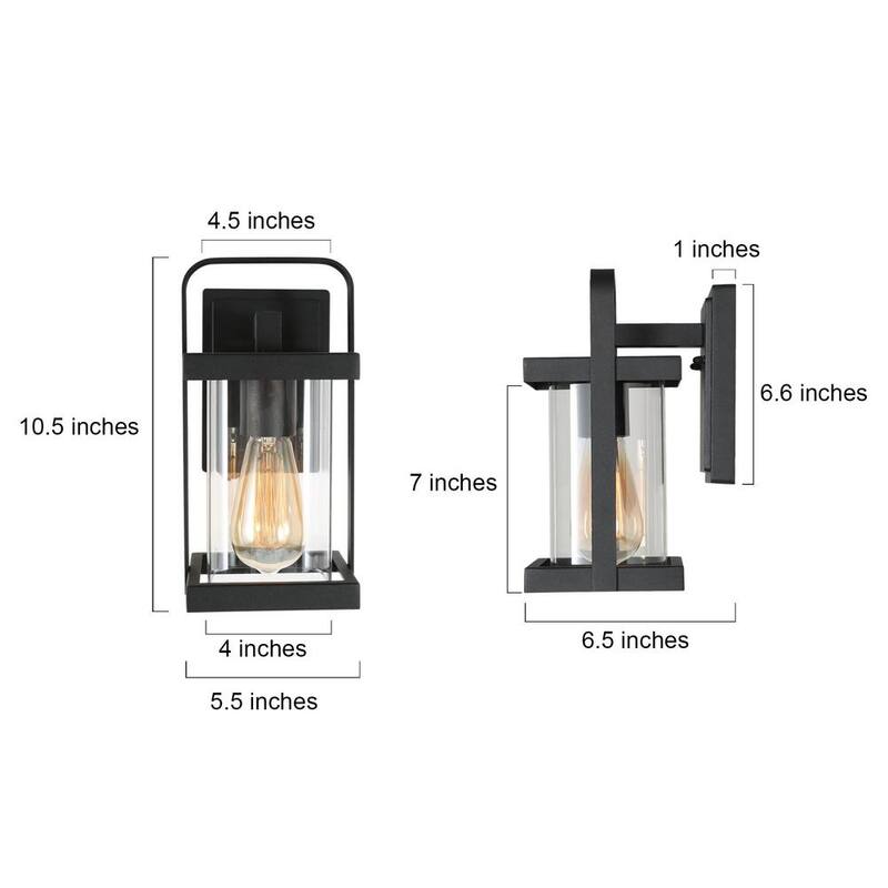 Luz de pared Uolfin Craftsman Cage para exteriores en porche con 1 foco color negro mate y pantalla de cristal transparente - 62807AJAI2I4253