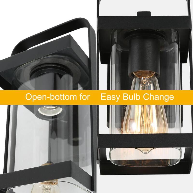 Luz de pared Uolfin Craftsman Cage para exteriores en porche con 1 foco color negro mate y pantalla de cristal transparente - 62807AJAI2I4253