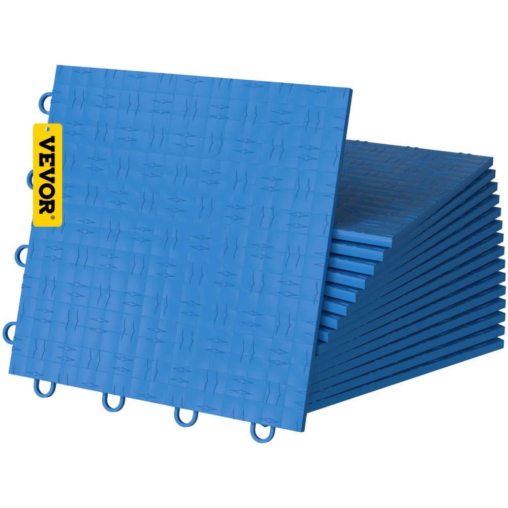 VEVOR Garage Tiles Interlocking, 12'' x 12'', 50 pcs, Blue Garage Floor Covering Tiles, Non-Slip Diamond Plate Garage Flooring Tiles, Support up to 55,000 lbs for Basements, Gyms, Repair Shops - PVCDB-BU50P000001V0