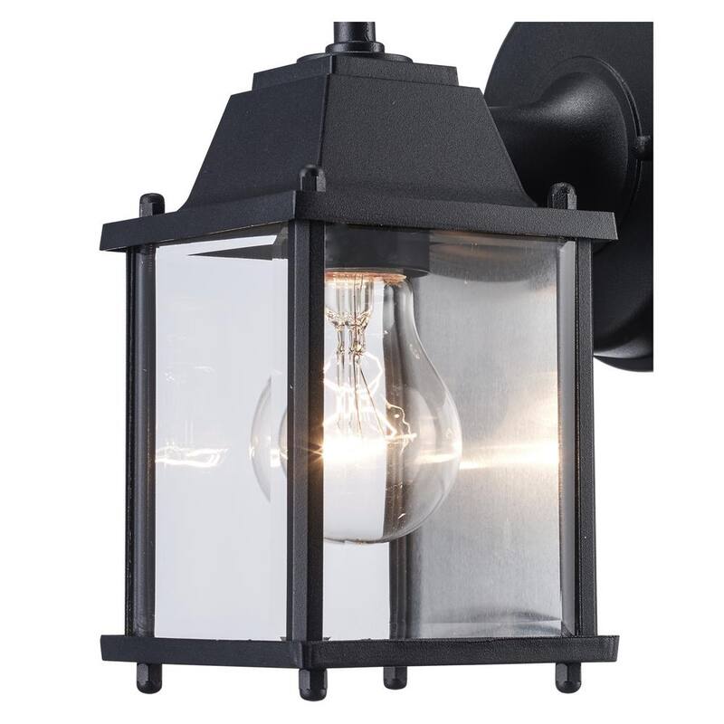 Lámpara de Pared Exterior de un Foco en Negro con Vidrio Transparente Bel Air Lighting Patrician - 40455 BK