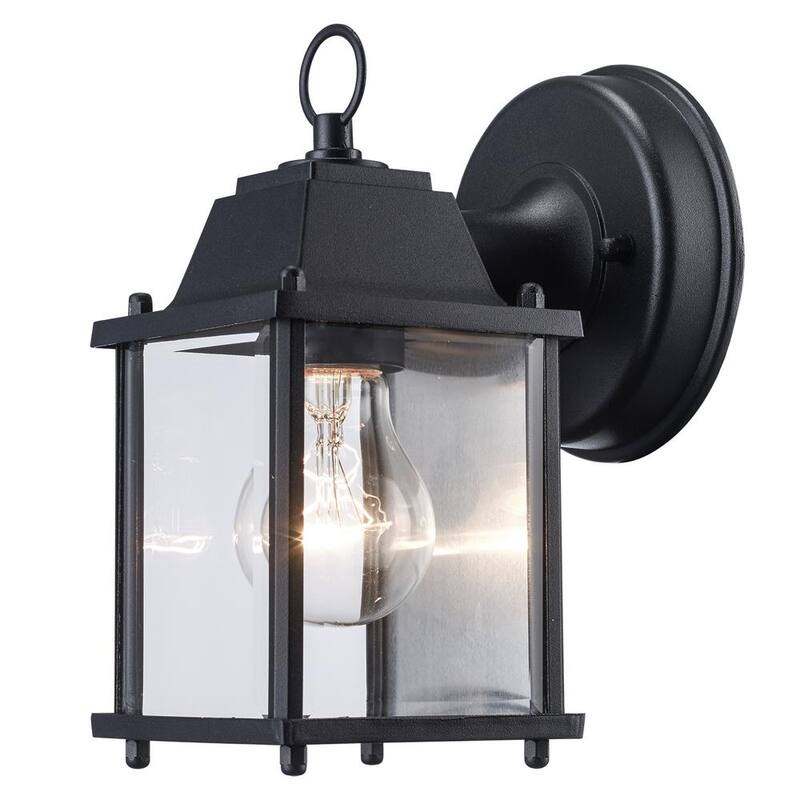 Lámpara de Pared Exterior de un Foco en Negro con Vidrio Transparente Bel Air Lighting Patrician - 40455 BK