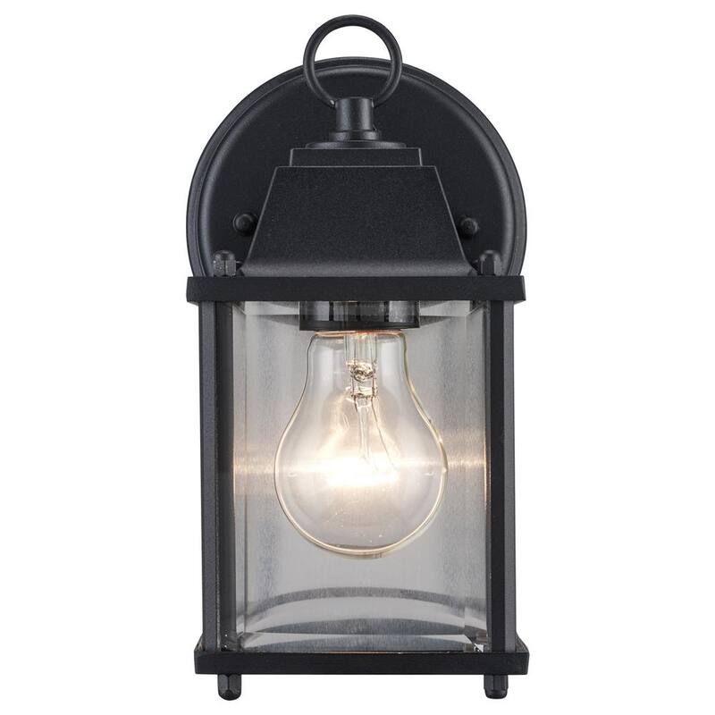 Lámpara de Pared Exterior de un Foco en Negro con Vidrio Transparente Bel Air Lighting Patrician - 40455 BK