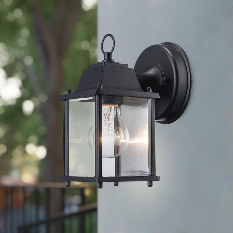 Lámpara de Pared Exterior de un Foco en Negro con Vidrio Transparente Bel Air Lighting Patrician - 40455 BK
