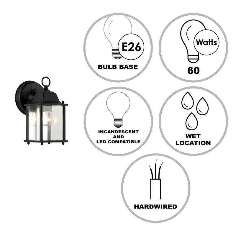 Lámpara de Pared Exterior de un Foco en Negro con Vidrio Transparente Bel Air Lighting Patrician - 40455 BK