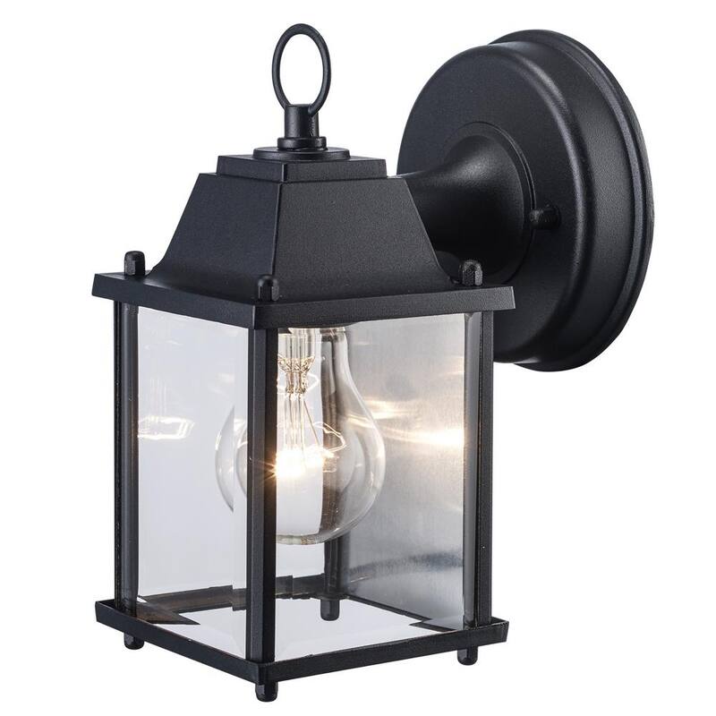 Lámpara de Pared Exterior de un Foco en Negro con Vidrio Transparente Bel Air Lighting Patrician - 40455 BK