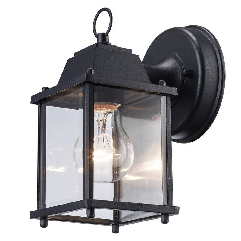 Lámpara de Pared Exterior de un Foco en Negro con Vidrio Transparente Bel Air Lighting Patrician - 40455 BK