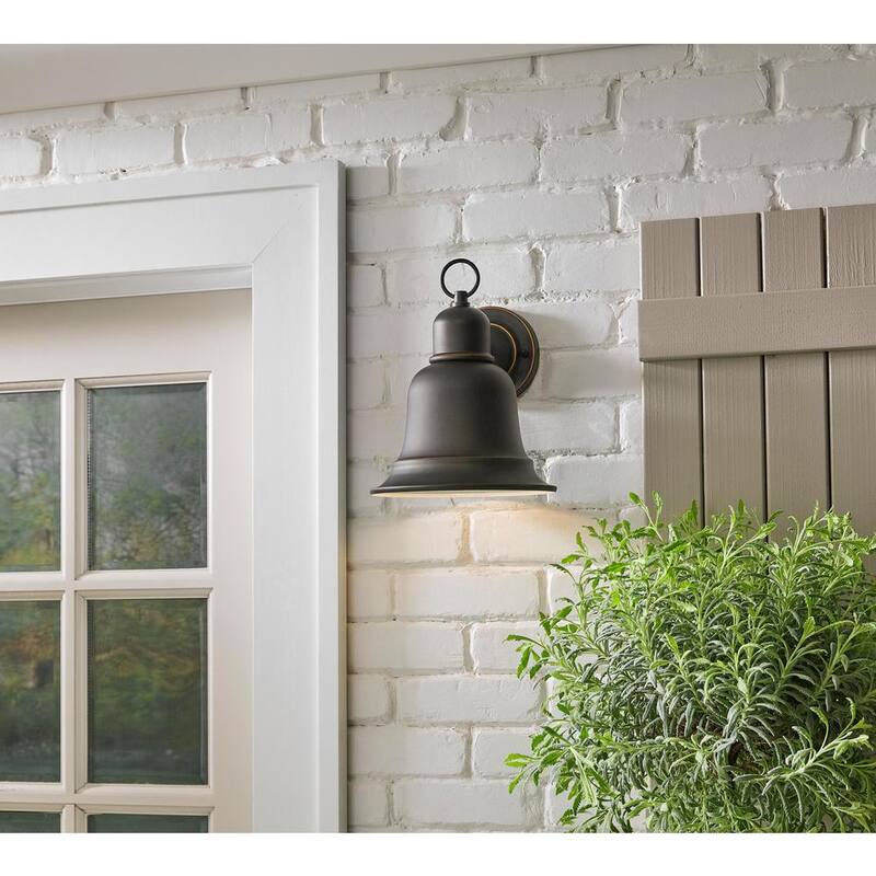 Colección de Decoradores del Hogar 11.39 pulgadas 1-Luz Linterna de Pared Exterior en Bronce Frotado con Aceite, Cumple con Normas Dark Sky - HD-1709-I