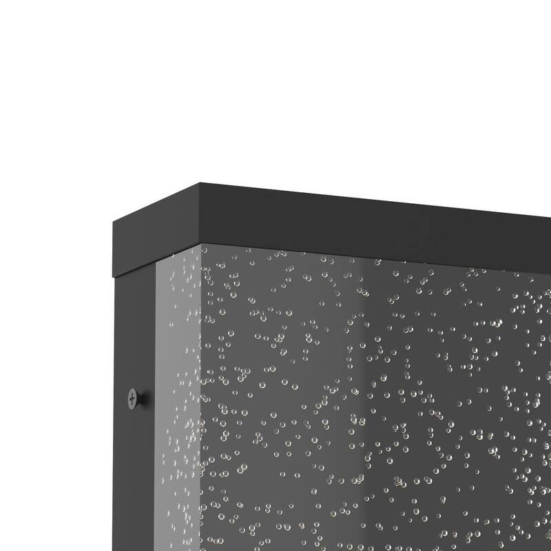 Lámpara de pared frontal exterior LED con cristal de burbujas en negro arena del anochecer al amanecer Maxax Decorators 15 pulgadas - 7032-1BK