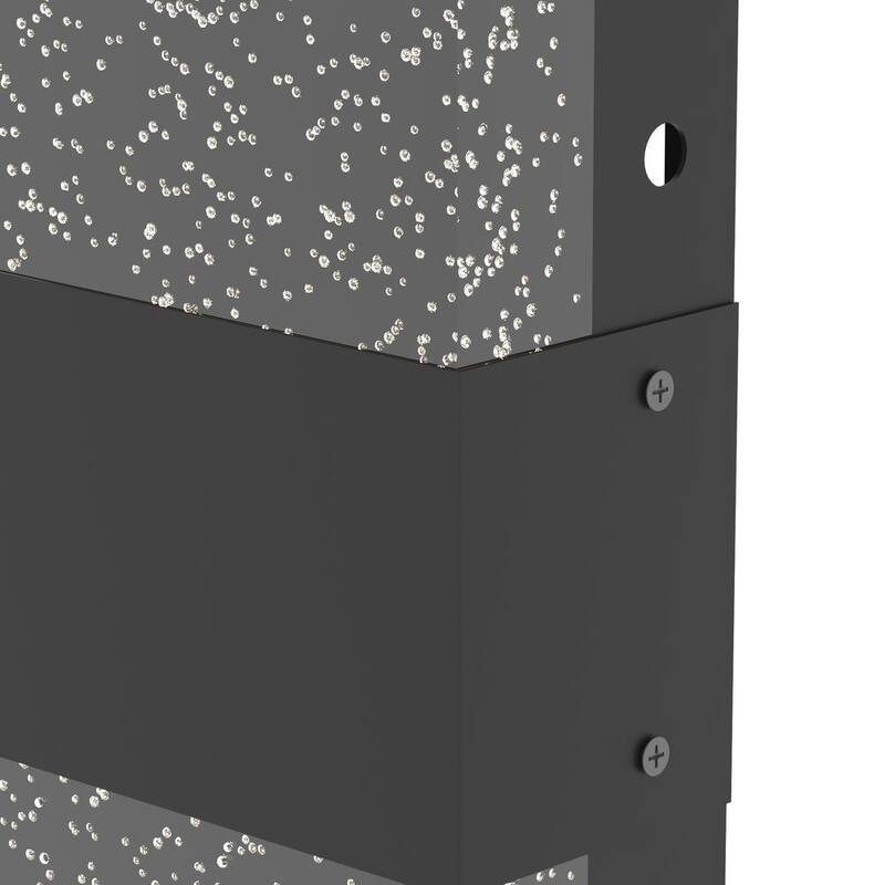 Lámpara de pared frontal exterior LED con cristal de burbujas en negro arena del anochecer al amanecer Maxax Decorators 15 pulgadas - 7032-1BK