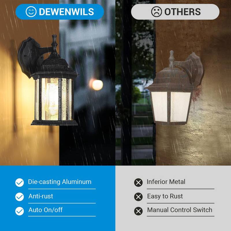 DEWENWILS Linterna de pared para exteriores empotrada al amanecer con el atardecer negro sin bombillas incluidas (paquete de 2) - HOWL06F