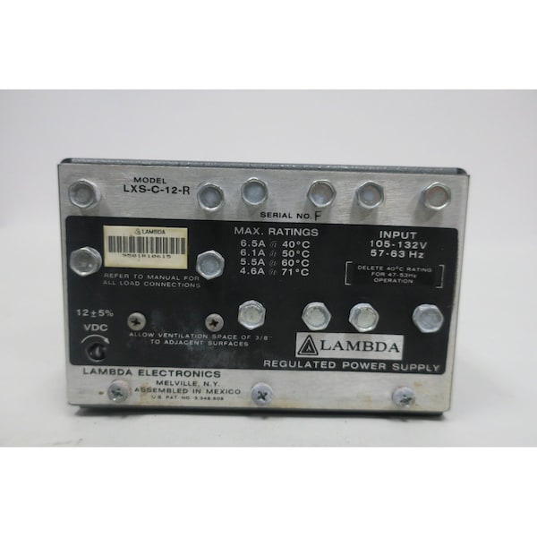 Lambda AC to DC Power Supply, 105 to 132V AC, 12V DC, 6.5A - LXS-C-12-R