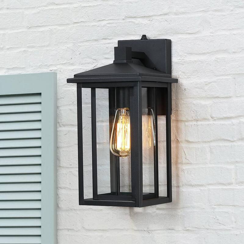 Linterna de pared para exteriores TRUE FINE Citadel de 1 luz y 15.6 pulgadas en color negro con sensor crepuscular - TD130009OT