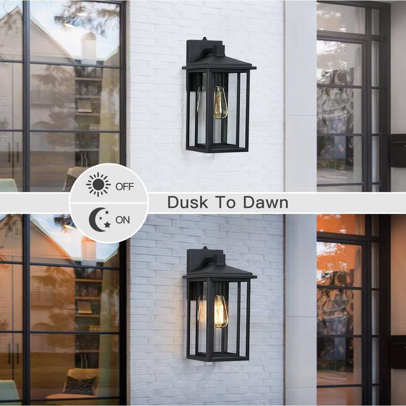 Linterna de pared para exteriores TRUE FINE Citadel de 1 luz y 15.6 pulgadas en color negro con sensor crepuscular - TD130009OT