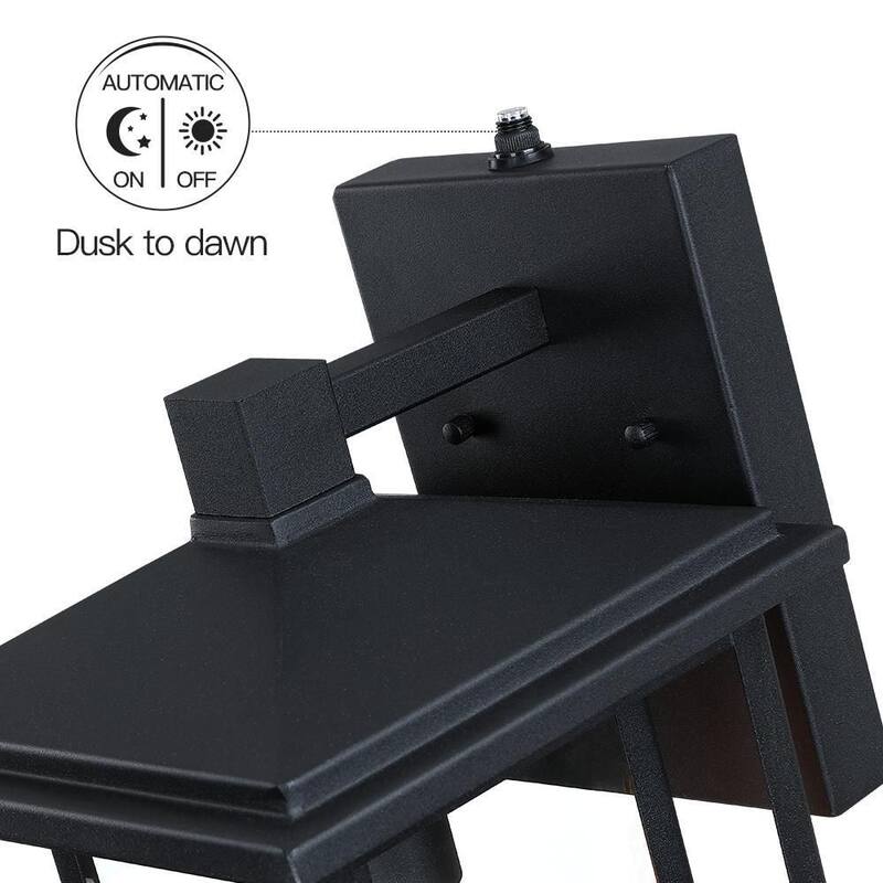 Linterna de pared para exteriores TRUE FINE Citadel de 1 luz y 15.6 pulgadas en color negro con sensor crepuscular - TD130009OT