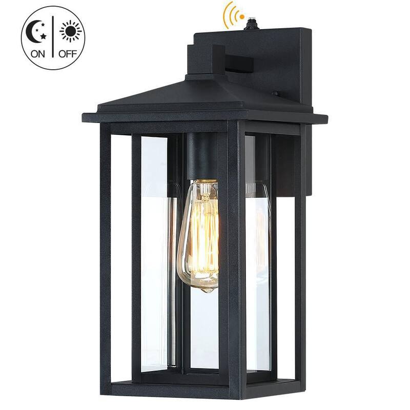 Linterna de pared para exteriores TRUE FINE Citadel de 1 luz y 15.6 pulgadas en color negro con sensor crepuscular - TD130009OT