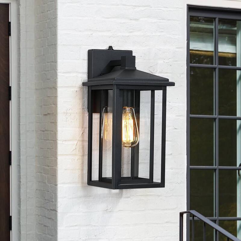 Linterna de pared para exteriores TRUE FINE Citadel de 1 luz y 15.6 pulgadas en color negro con sensor crepuscular - TD130009OT