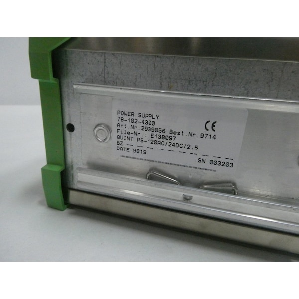Phoenix Contact Power Supply, 120V AC, 24V DC, 2.5A, DIN Rail - QUINT PS-120AC/24DC/2.5