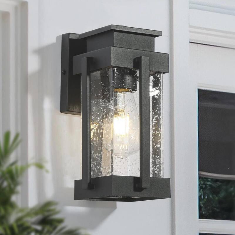 Luz de pared exterior negra moderna Uolfin, 1 luz, minimalista, con semillas en la linterna de pared exterior adecuada para la entrada principal - 628V8ZZ6R7V874W