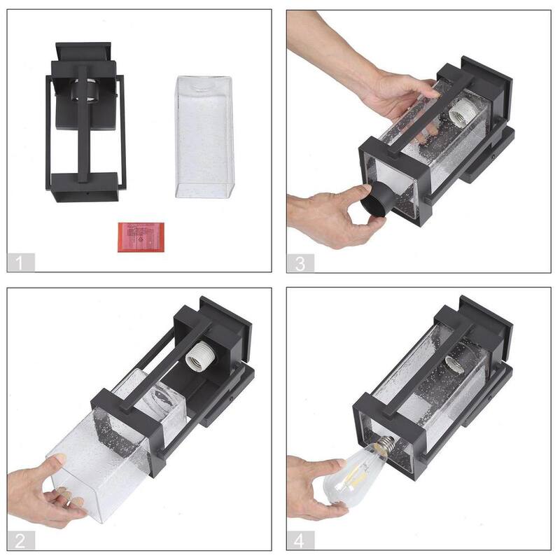Luz de pared exterior negra moderna Uolfin, 1 luz, minimalista, con semillas en la linterna de pared exterior adecuada para la entrada principal - 628V8ZZ6R7V874W