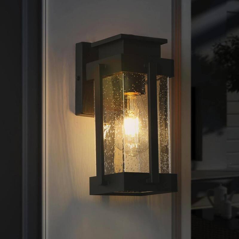 Luz de pared exterior negra moderna Uolfin, 1 luz, minimalista, con semillas en la linterna de pared exterior adecuada para la entrada principal - 628V8ZZ6R7V874W