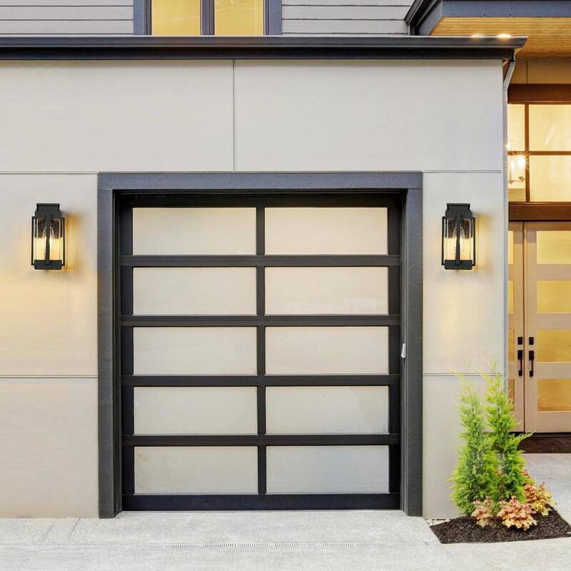 Luz de pared exterior negra moderna Uolfin, 1 luz, minimalista, con semillas en la linterna de pared exterior adecuada para la entrada principal - 628V8ZZ6R7V874W
