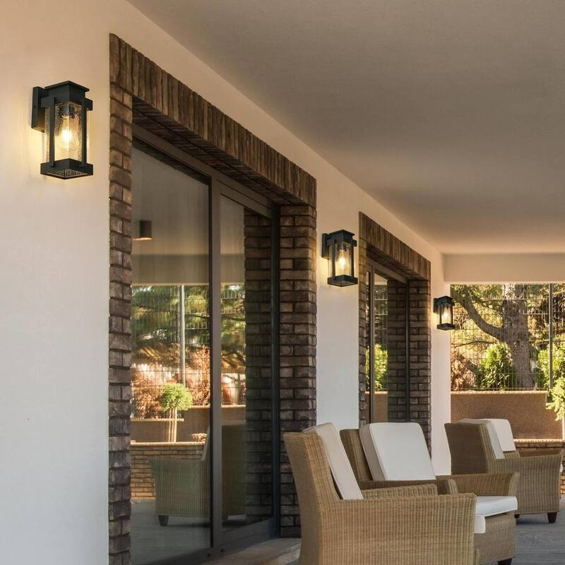 Luz de pared exterior negra moderna Uolfin, 1 luz, minimalista, con semillas en la linterna de pared exterior adecuada para la entrada principal - 628V8ZZ6R7V874W