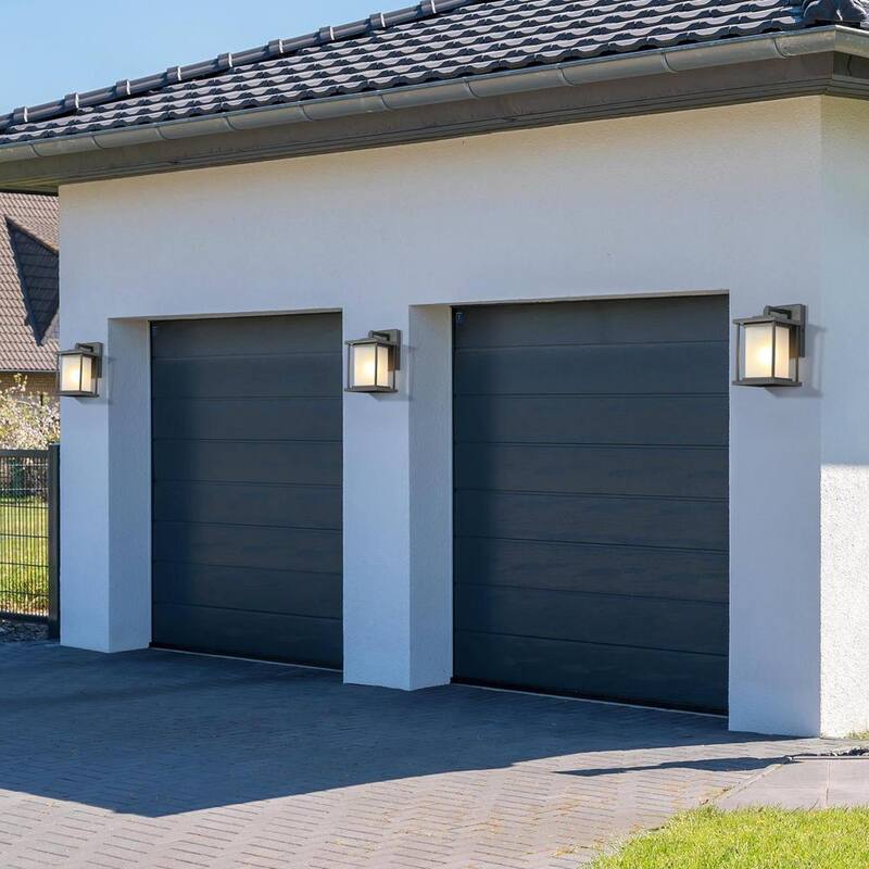 Lámpara de pared exterior negra moderna Uolfin, estilo quinqué, rectangular con cristal esmerilado y 1 luz - 628Z8UVRYZM878W