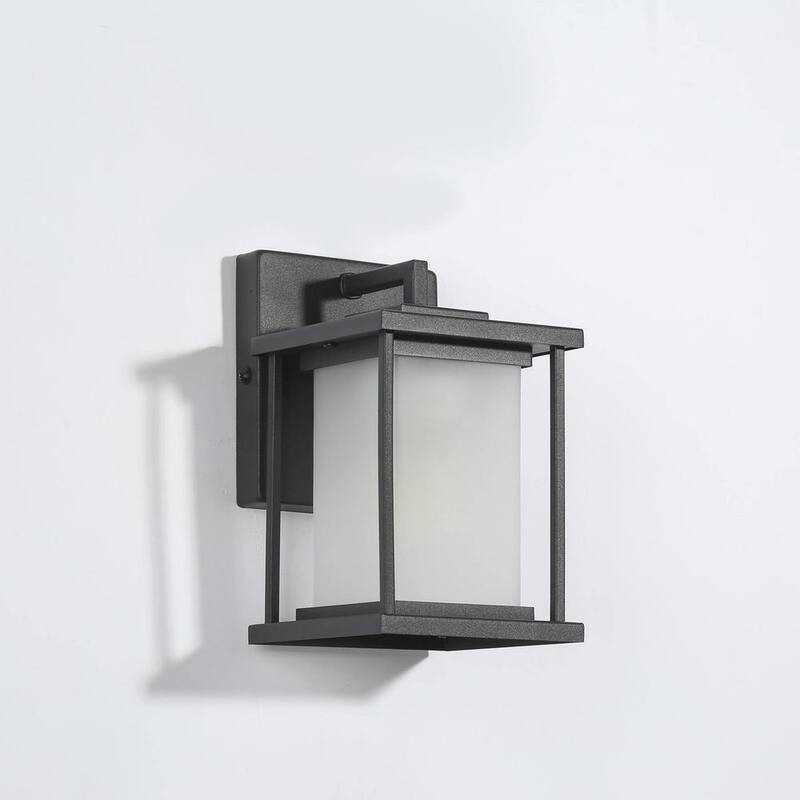 Lámpara de pared exterior negra moderna Uolfin, estilo quinqué, rectangular con cristal esmerilado y 1 luz - 628Z8UVRYZM878W