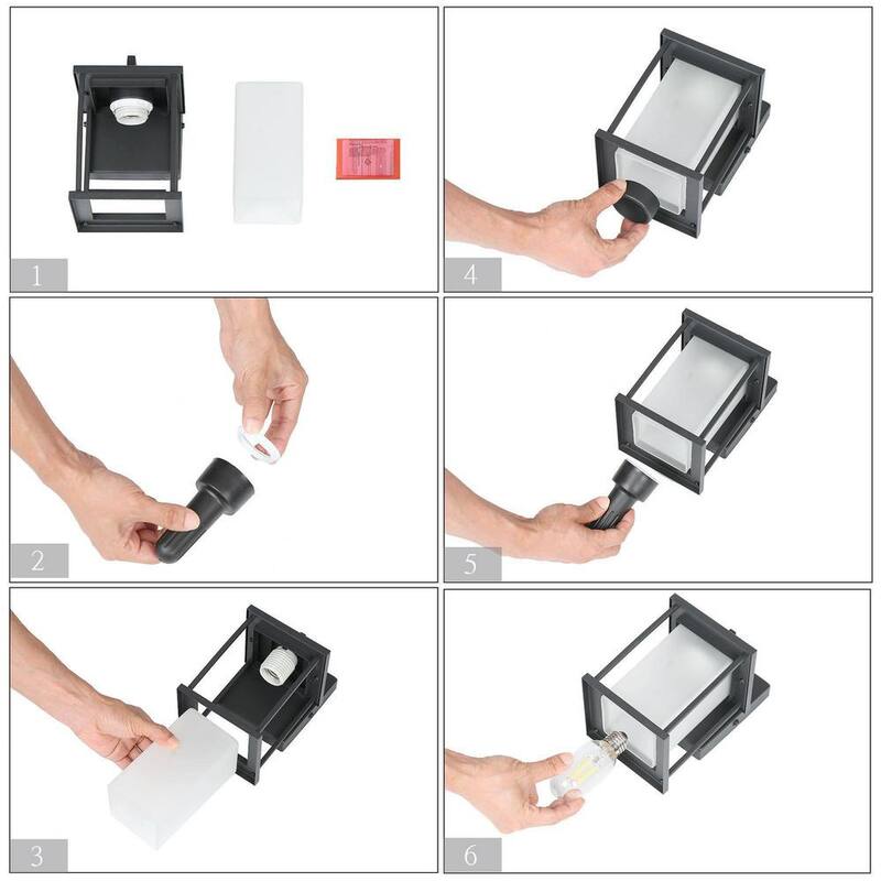 Lámpara de pared exterior negra moderna Uolfin, estilo quinqué, rectangular con cristal esmerilado y 1 luz - 628Z8UVRYZM878W