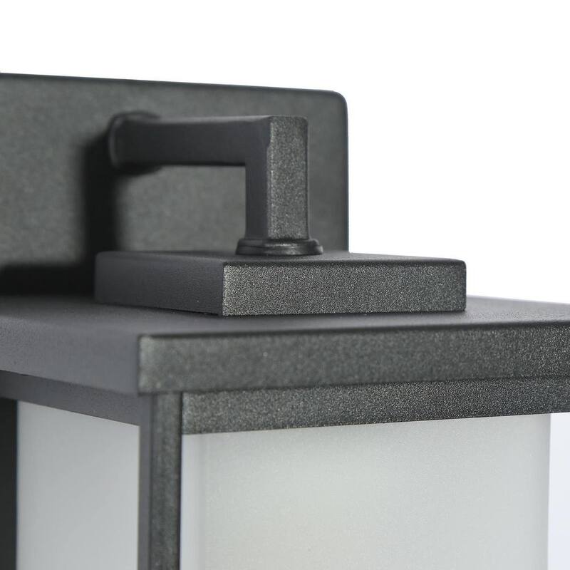 Lámpara de pared exterior negra moderna Uolfin, estilo quinqué, rectangular con cristal esmerilado y 1 luz - 628Z8UVRYZM878W
