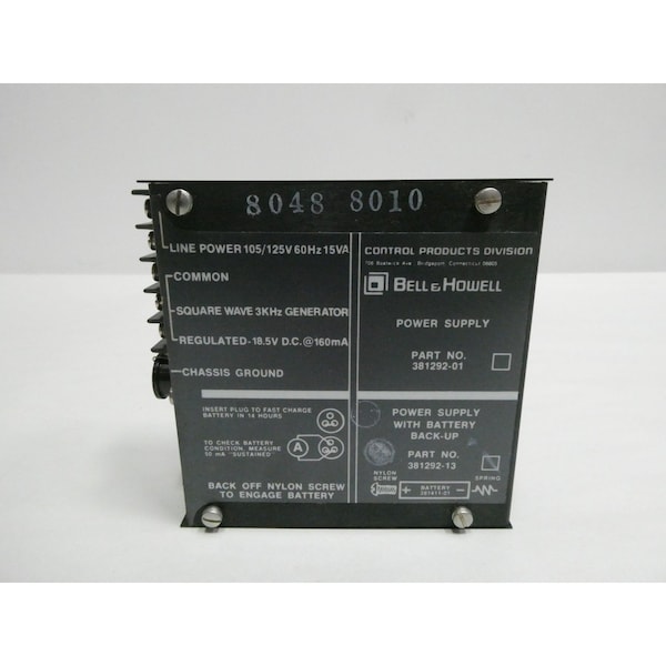 Bell + Howell Power Supply, 105 to 125V AC, 18.5V DC - 381292-13