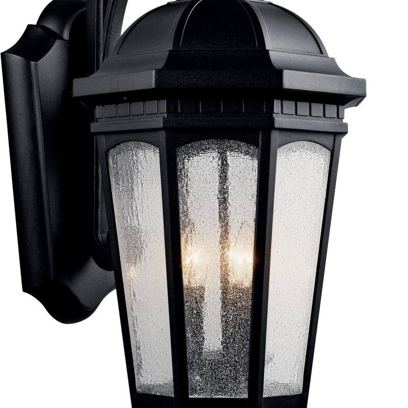 Lámpara de pared KICHLER Courtyard de 3 luces en negro texturizado para exteriores con cableado duro y sin focos incluidos (paquete de 1) - 9035BKT